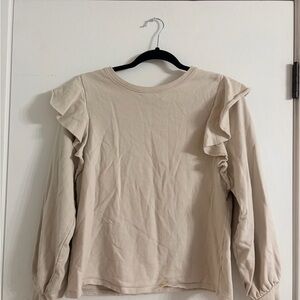 Universal Thread Women's Tan Ruffle Sleeve Sweatshirt
